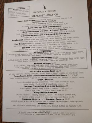 Menu at Natural Kitchen in East London