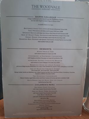 Menu 2/2 at The Woodvale in Cowes