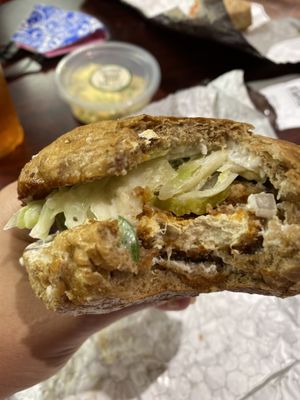 Nashville hot chickun sandwich at Down to Earth - Store and Deli in Kahului