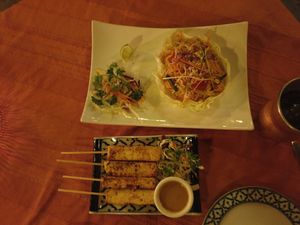 Tofu skewers and Som Tam Salad at Apsara Samudra in Bridgetown