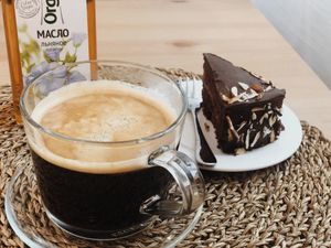 americano with flaxseed oil at Loving Hut - TDB in Ulaanbaatar