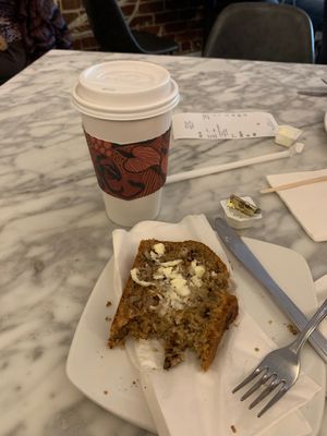 Banana bread and hot mocha latte at Black & Brew in Lakeland