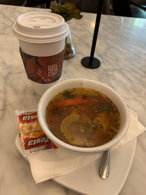 Hot chocolate and fire roasted vegetable soup! at Black & Brew in Lakeland