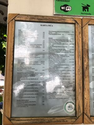 Outside wall menu at Smokvica - Kralja Petra in Belgrade