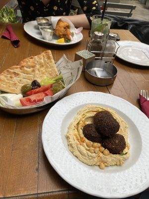 Hummus - falafel. Great portion! Served with pita bread and veggies. Delicious!  at Smokvica - Kralja Petra in Belgrade