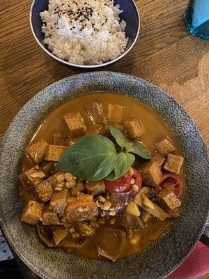 Vegan tofu curry. Big portion, well seasoned!  at Smokvica - Kralja Petra in Belgrade