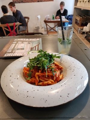 Beyond meat Bolognese spaghetti at Smokvica - Kralja Petra in Belgrade