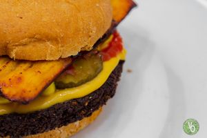 OFFTop Veg Bacon ChzBrg. Veggie bacon made from fresh Cassava Root. at Vegg'd Out Vegan Kitchen in Riverview