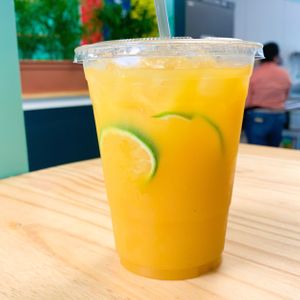 Fresh mango juice 🧡🥭 at Que Ricas in Haddon Township