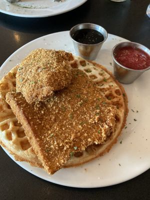 Chick’n and waffles   at Paisley Vegan Kitchen in Melbourne