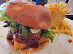 BBQ Stack with Mac and Cheese side at Paisley Vegan Kitchen in Melbourne