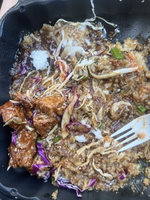 After I tried to soak up the teriyaki sauce with napkins   at Paisley Vegan Kitchen in Melbourne