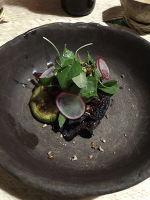 3rd course - delicious cooked veg layers  at Teocintle - Tika'aya in Oaxaca