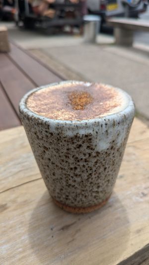 Chai tea on house made almond/ cashew milk at Old Maids Burger Store in Brunswick Heads