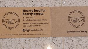 Business card at Gentlebros Cafe in Central Singapore