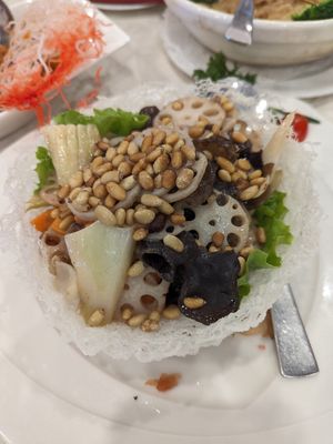 Sauteed mixed vegetables and macadamia nuts at Genting Palace in Genting Highlands