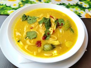 Coconut curry soup at Vegan Vacation in Bergen