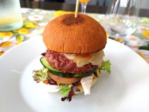 Jack Daniels burger at Vegan Vacation in Bergen