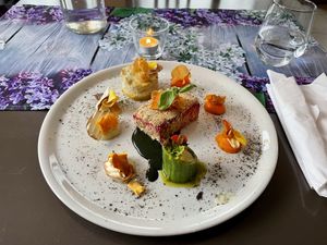 Vegan roasted salmon  at Vegan Vacation in Bergen