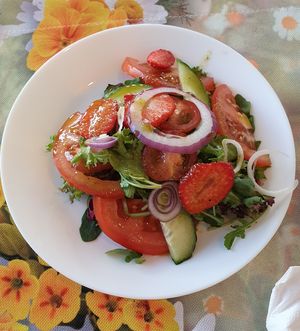 salat with each risotto  at Vegan Vacation in Bergen