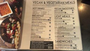 Menu (there were other pages with even more vegan options like pizza, pasta etc) at Java Bistro in Stellenbosch