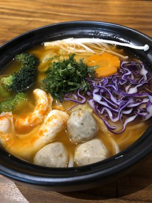 Special spicy soup at Evergreen Vegetarian - DN Branch in Phnom Penh