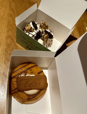 David Hasselhoff (Biscoff) and Ice Ice Bae Bae (Cookie Dough)   at Rodeo Doughnuts - Long Acre in London