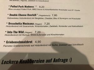 Menu  at Kraftpaule in Stuttgart
