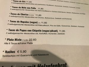 Menu  at Kraftpaule in Stuttgart