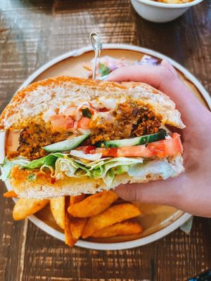 Vegan burger  at The Quarter Restaurant in Taunton