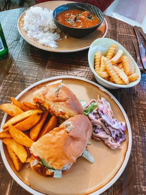 Tikka masala, chips & burger  at The Quarter Restaurant in Taunton