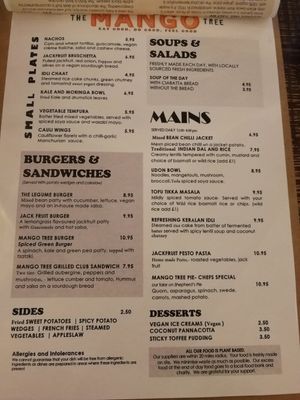 Food Menu at The Quarter Restaurant in Taunton