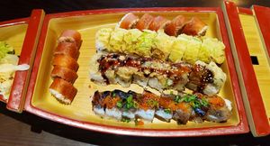 vegan sushi boat at Blue Sushi Sake Grill in Westlake