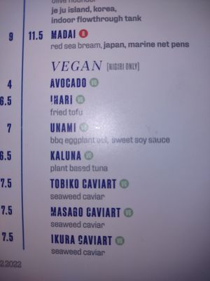 Vegan Nigiri at Blue Sushi Sake Grill in Westlake