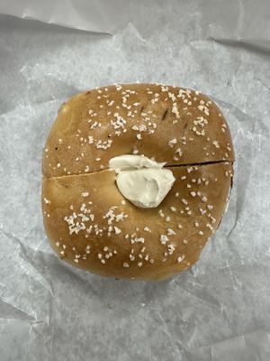 Toasted salt with tofu cream cheese  at Goldberg's in Westhampton Beach