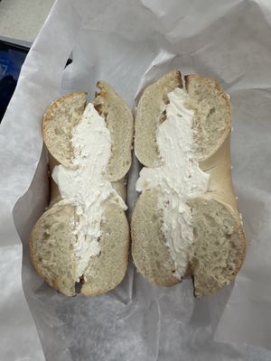 Toasted salt with tofu cream cheese  at Goldberg's in Westhampton Beach