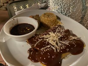 Enchiladas mole (yum!) at Fiesta Oaxaca in Santa Fe