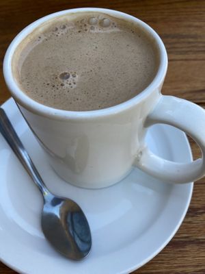 Mexican hot cocoa with almond milk at Fiesta Oaxaca in Santa Fe