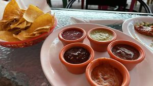 Chips with mole sampler at Fiesta Oaxaca in Santa Fe