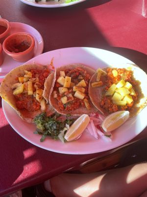 El pastor tacos with tofu meat  at Fiesta Oaxaca in Santa Fe