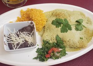 Chicken enchiladas with "cheese" at Fiesta Oaxaca in Santa Fe