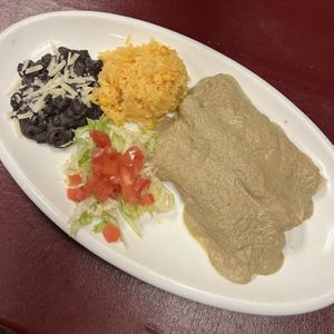 mole verde enchiladas (MY FAV THING HERE SO GOOD!)  at Fiesta Oaxaca in Santa Fe