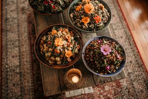 beautiful fresh vegan salads   at Maple & Sage in Maleny