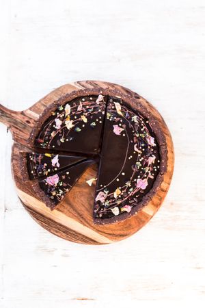 Raspberry and dark chocolate ganache tart at Maple & Sage in Maleny