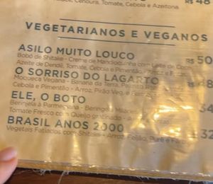 Menu at Quintal Verde in Paraty