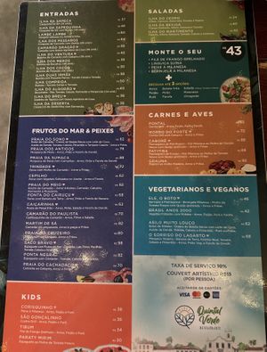 Cardápio   at Quintal Verde in Paraty