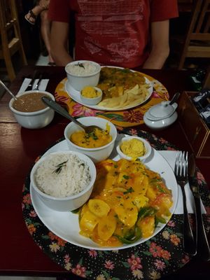 Moqueca + bobó at Quintal Verde in Paraty