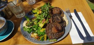 Mushroom dish ordered without egg. at Neighbours Cafe in St Kilda