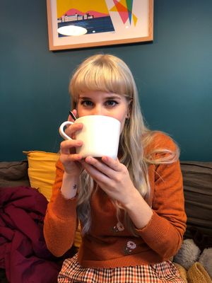 The coffee here is the best!! at Bleu Olive in Paris