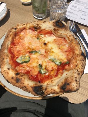 Margherita with vegan cheese  at Society Pizza Bar in Bondi Beach